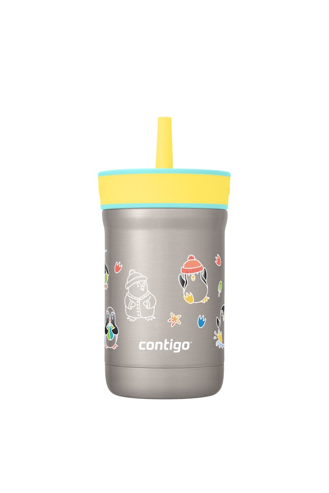 Contigo® Kids Leighton Spill-Proof Stainless Steel Tumbler with Straw, 12oz. - Jade Vine Penguin Plunge